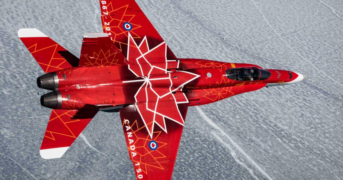 This Canadian CF-188 Hornet has been painted to mark this year’s 150th anniversary of Canada’s confederation. (Photo: RCAF)