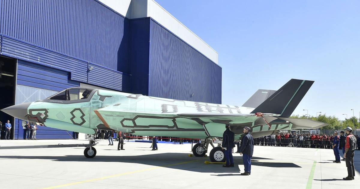 The first F-35B built outside of the U.S. rolls out of Cameri, Italy, final assembly and checkout facility. (Photo: Italian Air Force) 
