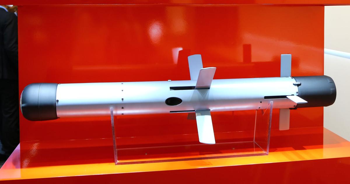 Rafael’s exhibit includes a mock-up of the company’s new Spike LR II network-enabled missile as well as a section of reinforced concrete the company used for target practice, displaying the weapon’s capabilities.