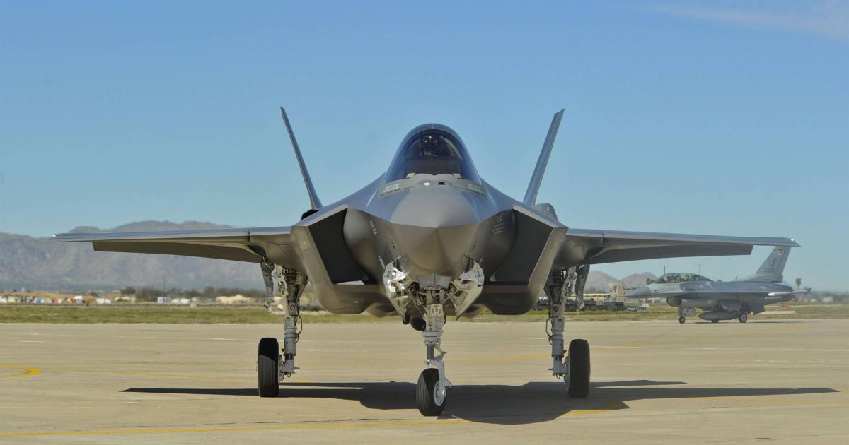 The first F-35 Lightning II arrived at Luke Air Force Base, Arizona, from Fort Worth, Texas, on March 10, 2014. (Photo: U.S. Air Force) 