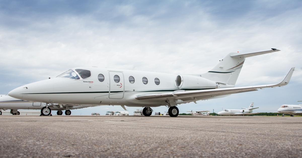 A Seattle-based company recently accepted the first Hawker 400XPR at Textron Aviation's Wichita Service Center. To transform into a 400XPR, the customer’s baseline Beechjet 400A was upgraded with new Hawker winglets, Williams FJ44 engines, refurbished interior and new paint scheme. (Photo: Textron Aviation)