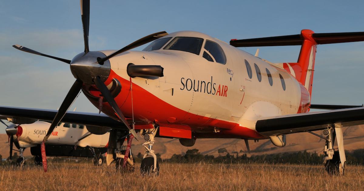 Sounds Air operates a fleet of five nine-seat Pilatus PC-12s and five 12-seat Cessna Caravans on domestic routes in New Zealand. It now plans to expand its capacity by adding either Beech 1900Ds or Saab 340s. (Photo: Gavin Conroy/Classicaircraftphotography.com)


