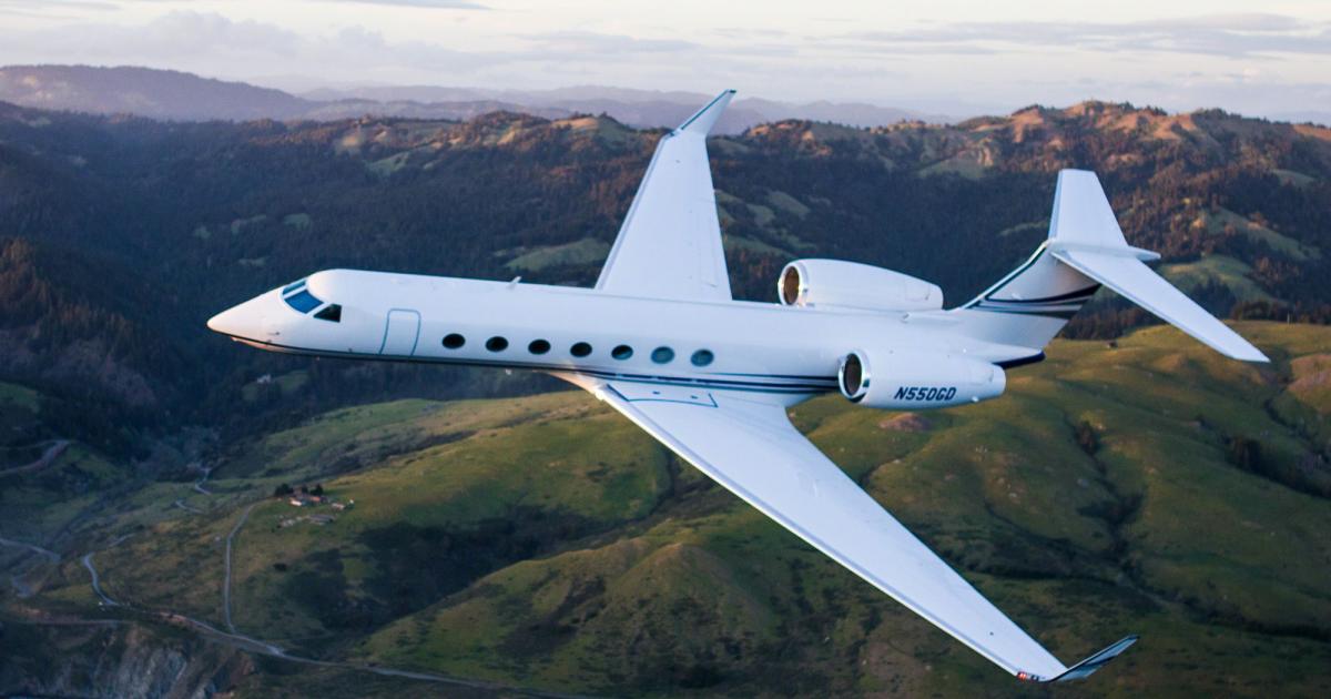 Gulfstream has delivered the 550th G550—a milestone reached just 14 years after the twinjet entered service. The G550 is a derivative of the GV, but with about 1,000 nm more range and upgraded avionics, among other improvements. (Photo: Gulfstream Aerospace)