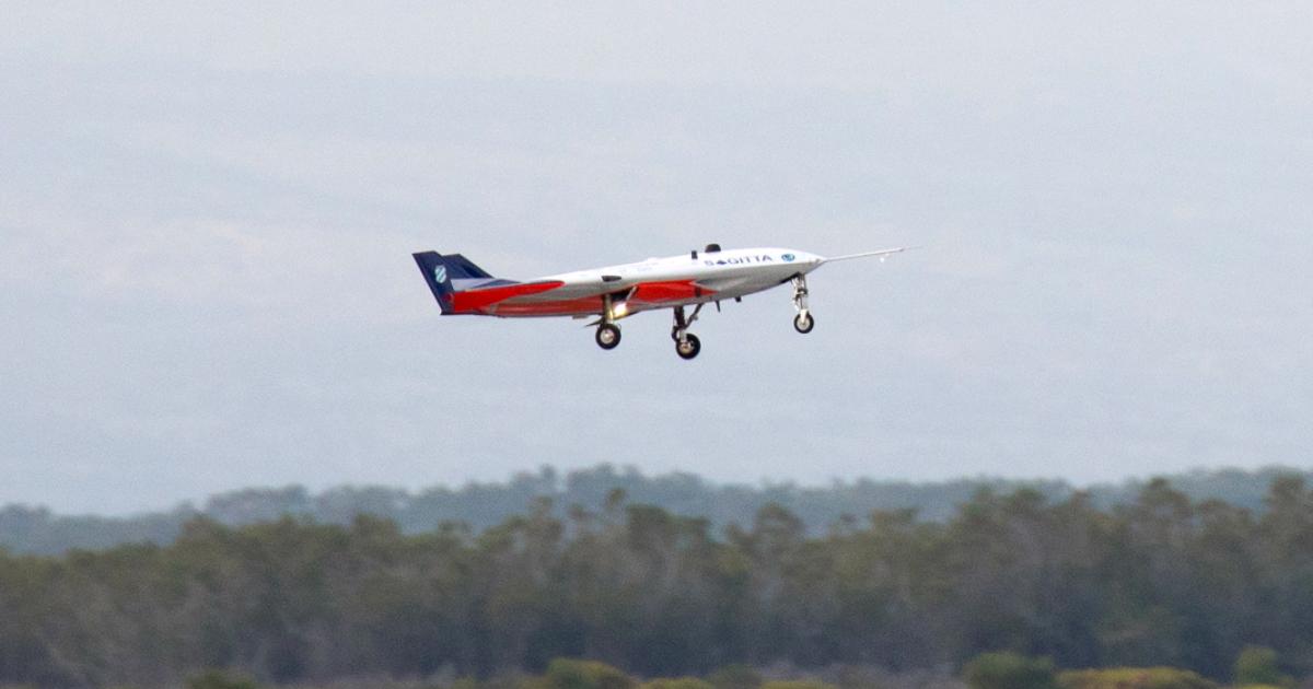 A quarter-scale demonstrator of the Sagitta flying wing accomplished its maiden flight in South Africa. (Image: Airbus Defence)
