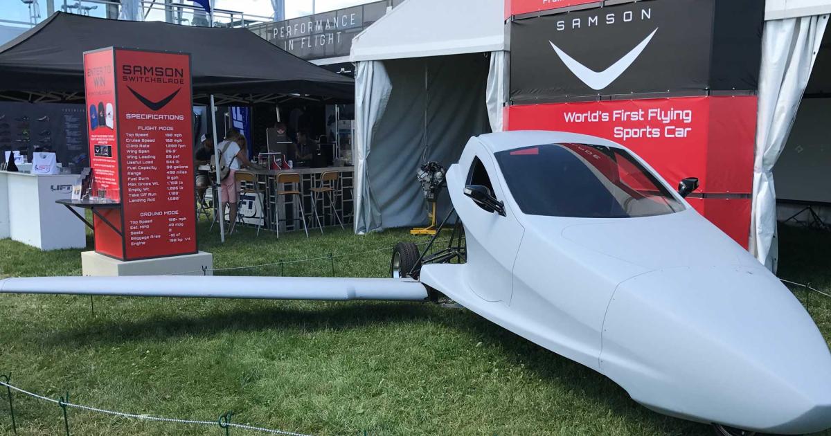 At this year's EAA AirVenture, Oregon-based Samson Motors unveiled its prototype for a flying three-wheeled automobile. It plans to release the composite-bodied craft next year in kit form.