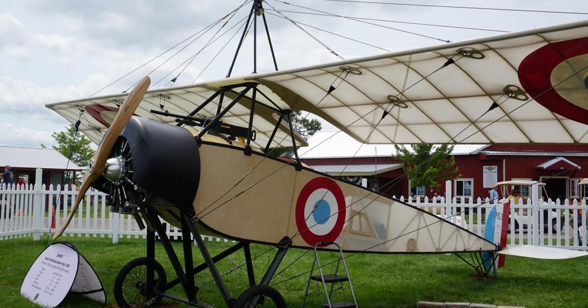 The replica Morane-Saulnier Type L Parasol that Daher has on display at EAA AirVenture incorporates some modern touches, such as a 110-hp Rotec radial engine instead of the original 80-hp Le Rhone rotary. (Photo: Matt Thurber)