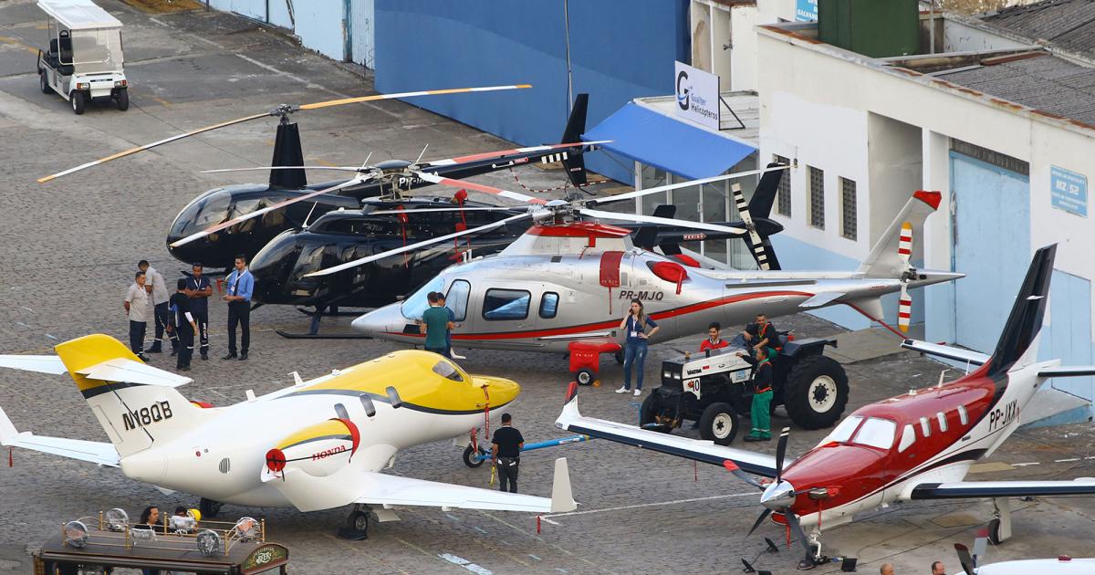 The 50 aircraft on static display this week at LABACE 2017 represent a record number of fixed-wing aircraft for the Latin American business aviation show, though the total including helicopters is below pre-recession highs. (Photo: David McIntosh/AIN)