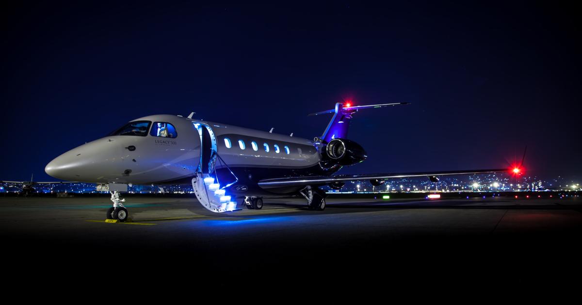 According to UBS, the midsize segment, which includes the Embraer Legacy 500, is currently the healthiest category for business jets. This segment scored 51 on UBS's latest business jet index, three points higher than the overall market index. (Photo: Embraer)