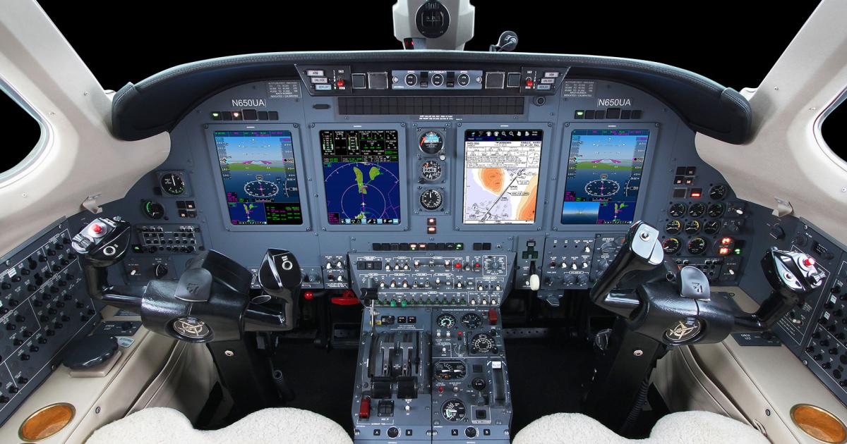 The InSight display system for the Citation VII gives owners a path to meet future avionics mandates in the U.S. and Europe. (Photo: Universal)