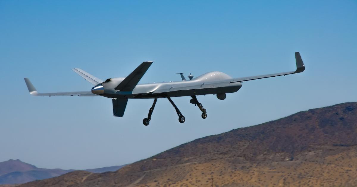 The YBCO1 prototype of the MQ-9B Sky Guardian is shown August 16 at Gray Butte Field Airport. (Photo: General Atomics)
