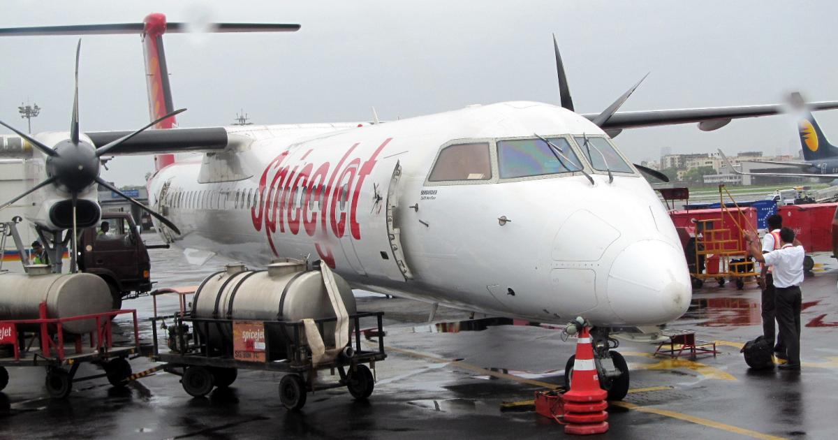 Budget carrier SpiceJet is using some of its Q400s for India's Regional Connectivity Scheme. (Photo: Neelam Mathews)