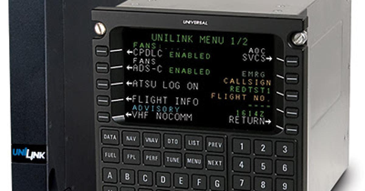 The Universal Avionics UniLink CMU software upgrade to version 31.1 has received TSO authorization from the FAA. (Photo: UASC)