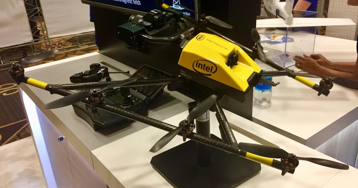 Intel Corporation displayed the Falcon 8+ drone during the InterDrone conference in Las Vegas. (Photo: Bill Carey)