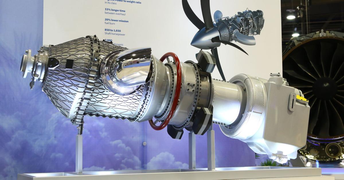 GE’s ATP turboprop (top) is close to first engine run. The company’s Passport turbofan (bottom). (Photos: David McIntosh AIN)