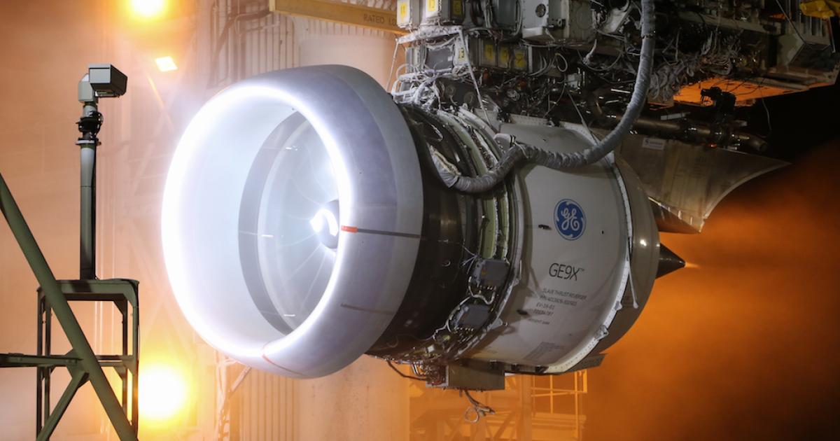 A GE9X test article undergoes icing tests in Peebles, Ohio. (Photo: GE Aviation)  