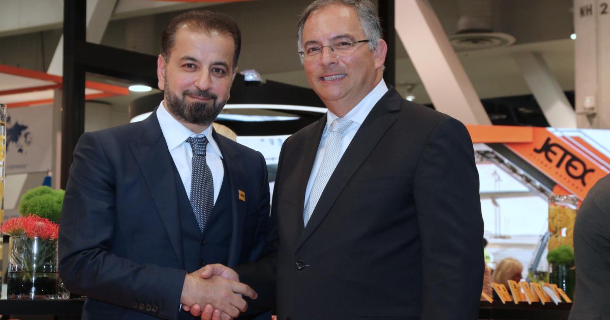 Jetex president and CEO Adel Mardini, left, and CFly CEO Francisco Lyra will join forces to develop and operate an FBO at Brazil’s São Paulo Guarulhos Airport. PHOTO: MARIANO ROSALES