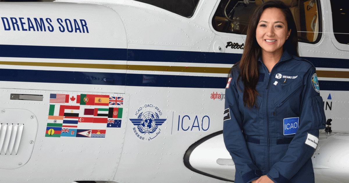 Visiting 22 countries, 30-year-old Shaesta Waiz flew 24,800 nm and accumulated 176 flight hours in her A36 Bonanza. (Photo: Dreams Soar)