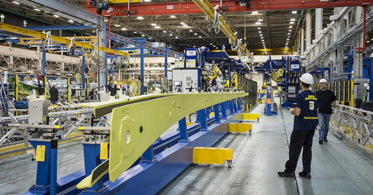 The Boeing 737 Max 7 wing spar stretches 65 feet in length. (Photo: Boeing)