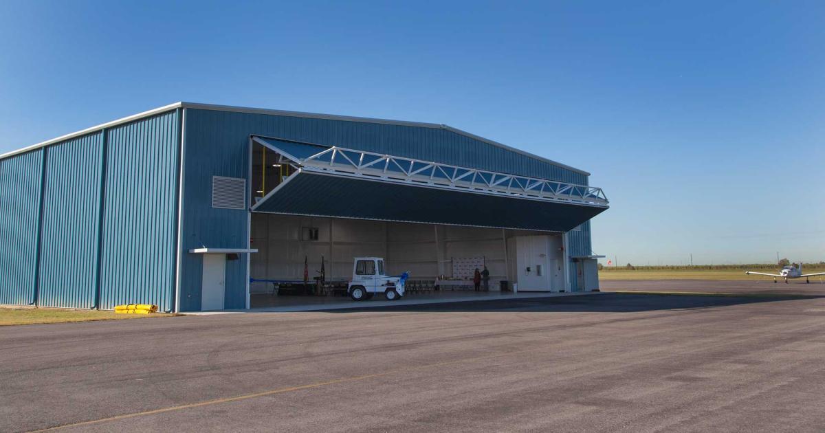 The new transient hangar at Port of South Louisiana Executive Regional Airport can handle business aircraft up to midsize jets such as the Cessna Sovereign.