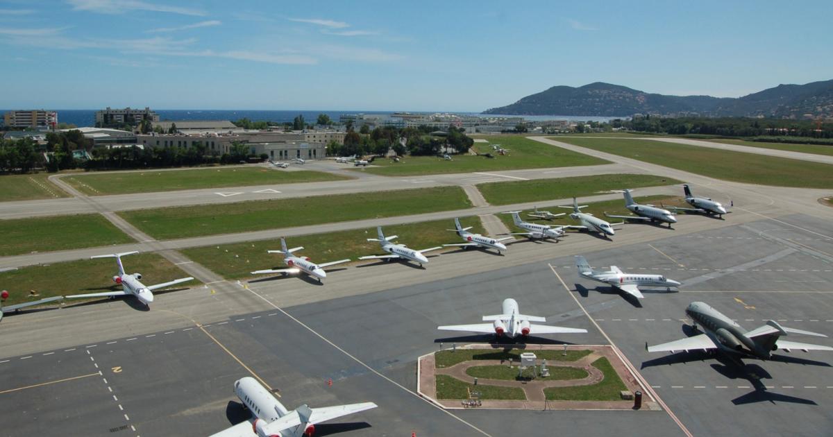 France's Cannes Mandelieu Airport is one of several high-traffic business aviation airfields in Europe. (Photo: Aéroports de la Côte d’Azur)