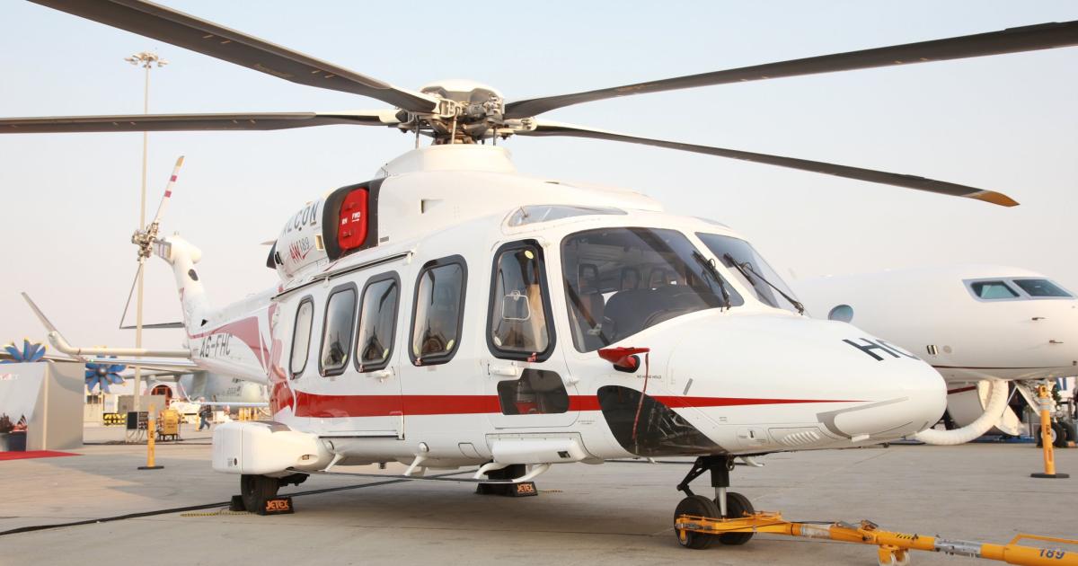According to helicopter lessor Waypoint Leasing, helicopters in the new super-midsize category, such as this Leonardo AW189, are game-changing aircraft. The Airbus Helicopters H175 and to-be-certified Bell 525 are also included in this emerging segment. (Photo: Leonardo Helicopters)