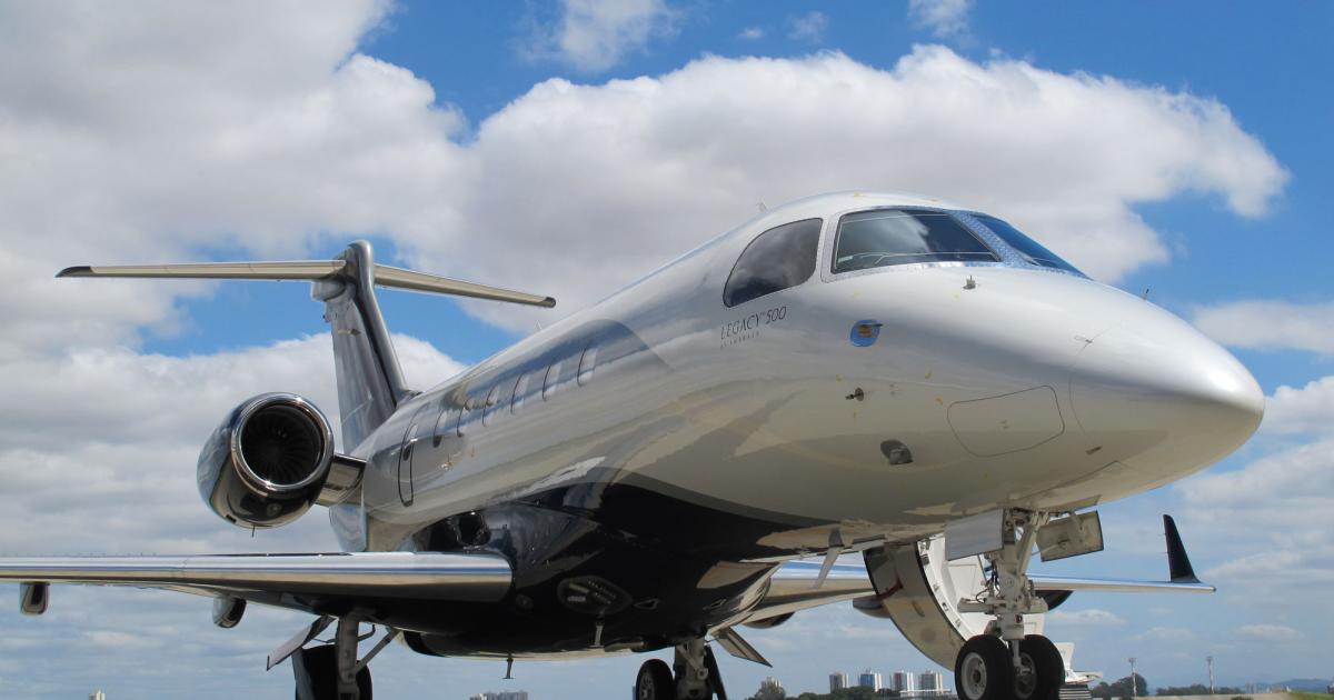 The light and midsize jets appear to be ending what Citi Research calls their "lost decade," with deliveries expected to be flat in these segments over the rest of this decade. Still, that news could bode well for sales and deliveries of newer entrants such as the midsize Embraer Legacy 500. (Photo: Embraer Executive Jets)