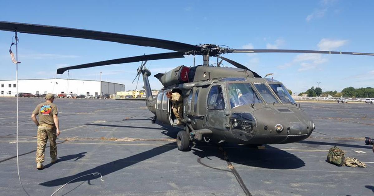 This photo shows the Army Black Hawk shortly after it landed at Linden Airport in New Jersey. It sustained minor damage after a collision with an illegally operated recreational drone over Staten Island.