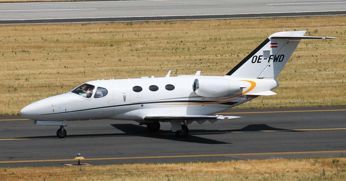 The Austrian-registred Citation Mustang involved in the fatal crash was one of two operated by Bregenz-based charter provider Skytaxi Luftfahrt. (Photo: Peter Tolnai)