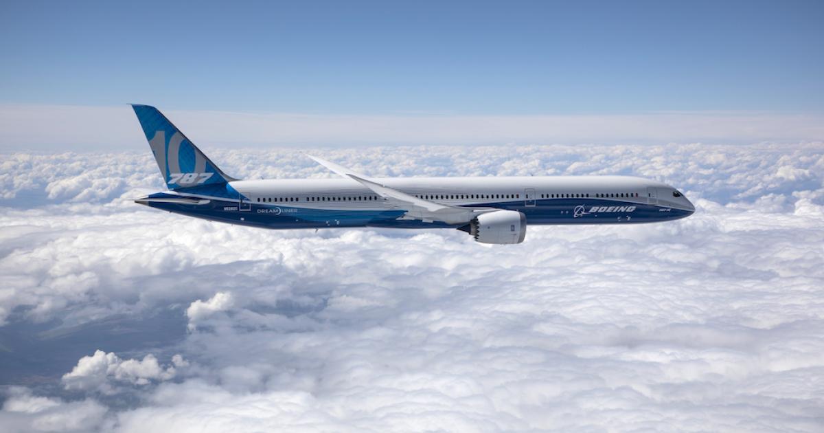 Three Boeing 787-10 flight test airplanes clocked 900 hours in the air over 10 months. (Photo: Boeing) 