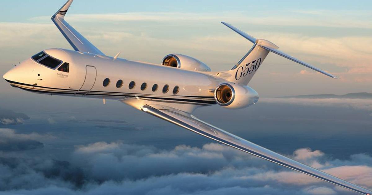 Business aircraft flying in the U.S. rose 2 percent in December, thanks to increases in activity of large-cabin jets, such as this Gulfstream G550, as well as midsize jets. (Photo: Gulfstream Aerospace)