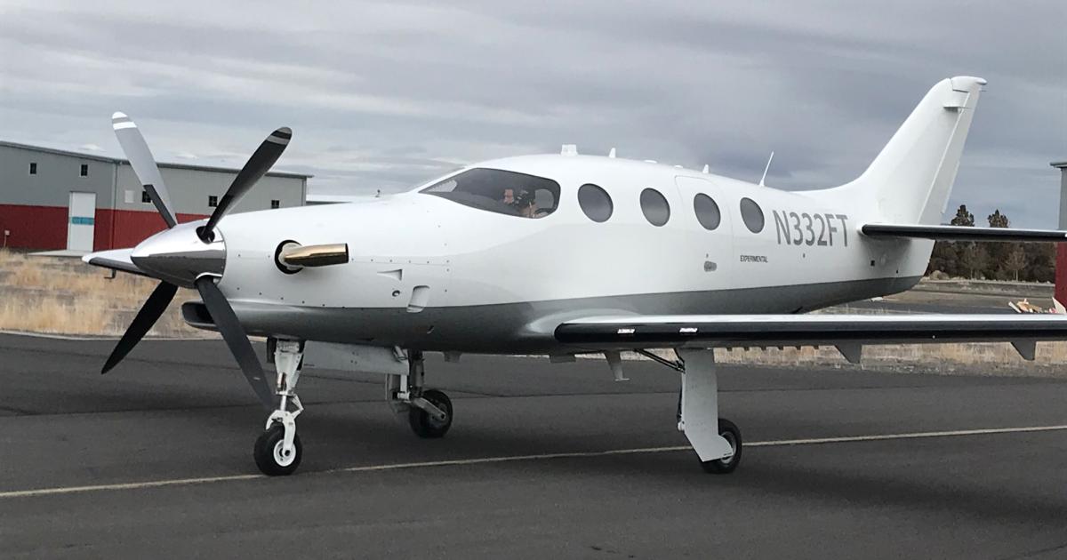 The second conforming flight-test Epic E1000—dubbed FT2 and registered as N332FT—flew on January 22 from Bend Municipal Airport in Oregon. Certification of the $3.25 million all-composite turboprop single is now planned for this summer. (Photo: Epic Aircraft)