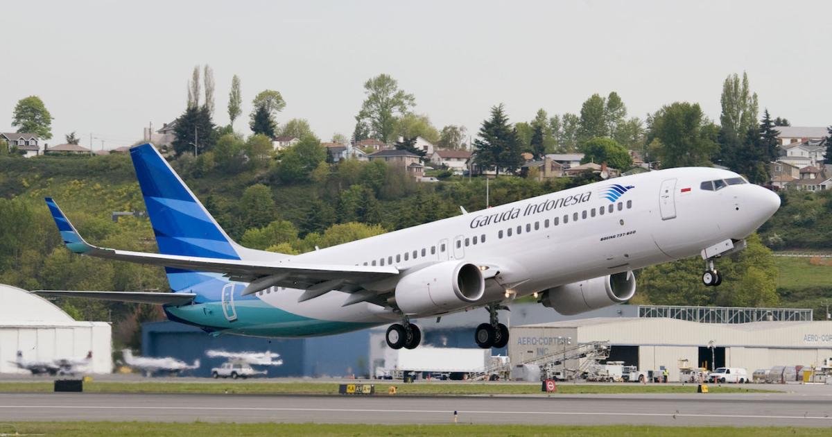 Boeing 737-800 operator Garuda Indonesia has deferred all aircraft deliveries for 2018, including several Max 8s. (Photo: Boeing)