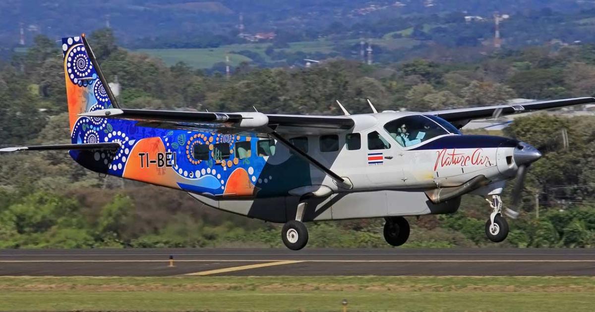 Grand Caravan TI-BEI, one of several operated by Costa Rican private airline and charter provider Nature Air, crashed soon after takeoff on New Year's Eve, claiming the lives of all 12 on board. Weather is being considered as a possible factor in the accident. (Photo: Denis Gonzalez Diaz)