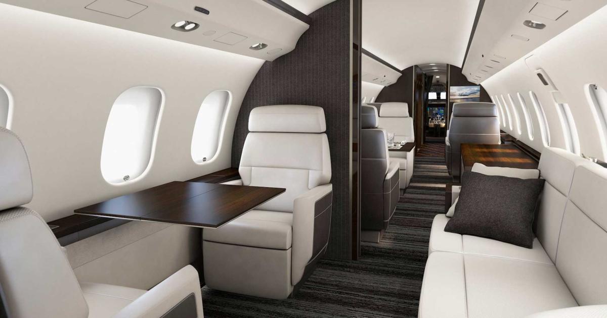 The Global 7000 inspired the Premier cabin interior for the Global 5000/6000, pictured.