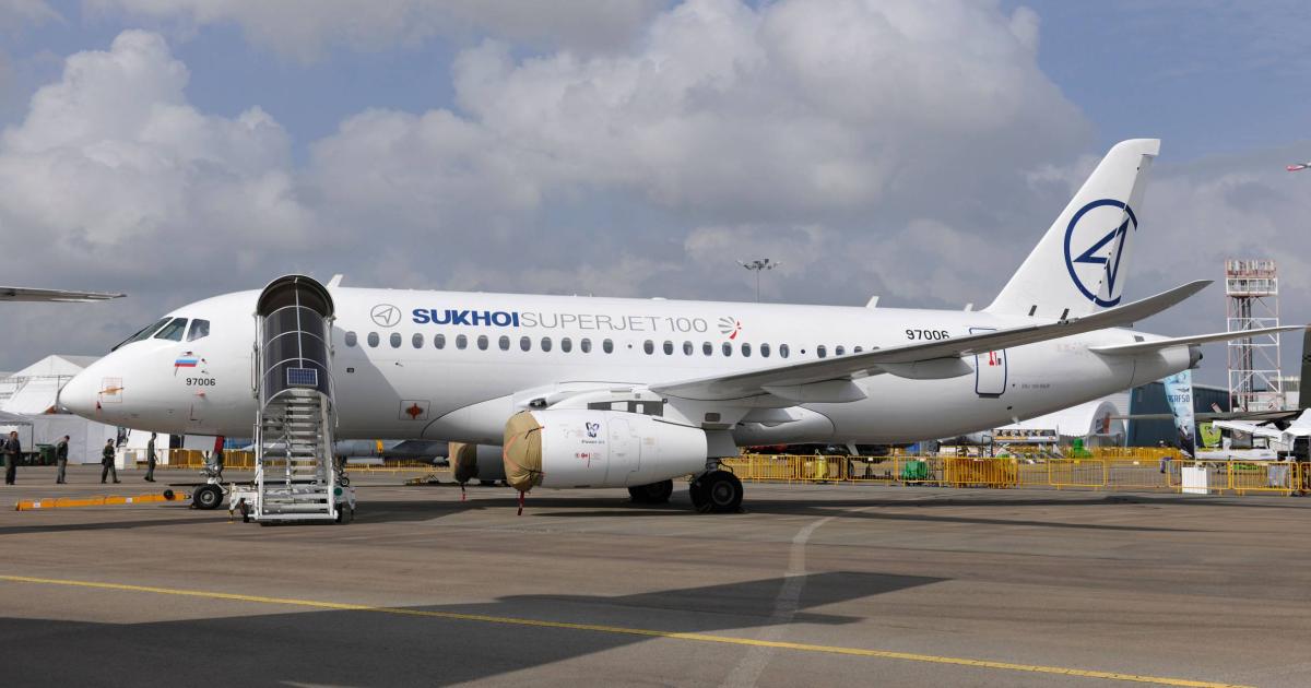 Sukhoi’s Superjet 100 regional jet made its first flight in 2008. The new winglets—dubbed ‘saberlets’—are available on new-production airframes and for retrofit to in-service aircraft. Photo: Mark Wagner