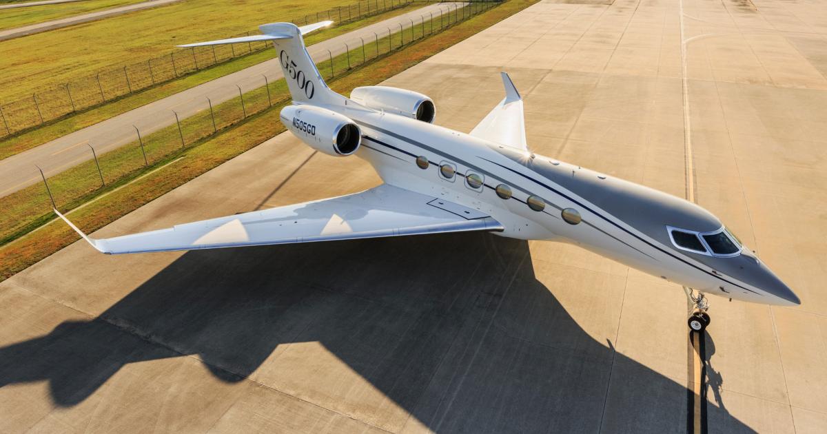 The fifth flight-test G500 is starting function and reliability testing, which is the capstone to FAA certification. (Photo: Gulfstream Aerospace)