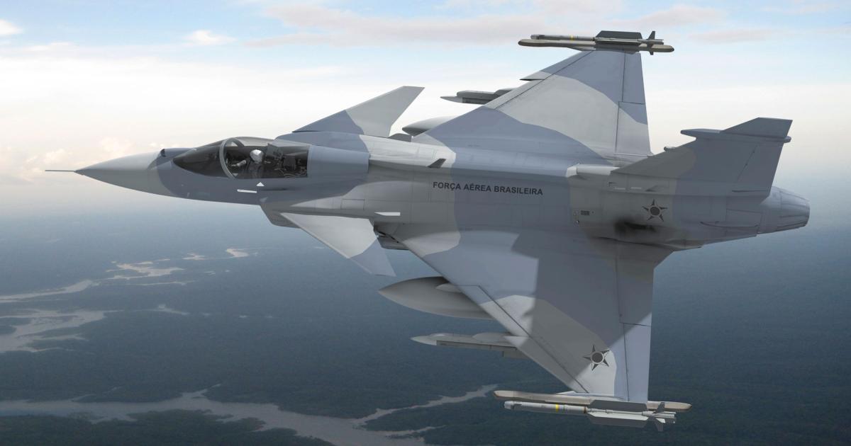 An artist's impression of the Gripen E in Brazilian air force markings. (Photo: Saab)