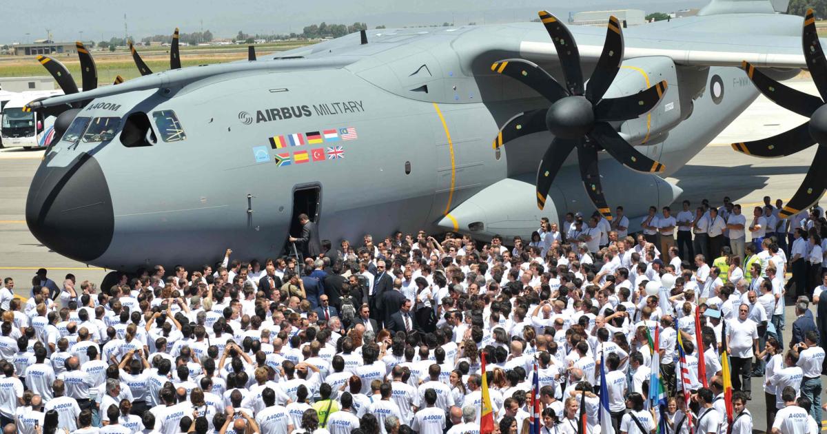 The initial optimism surrounding the A400M (seen here on rollout) has gone, but “the worst is now behind us” said Airbus CEO Tom Enders. (Photo: Airbus D&S)