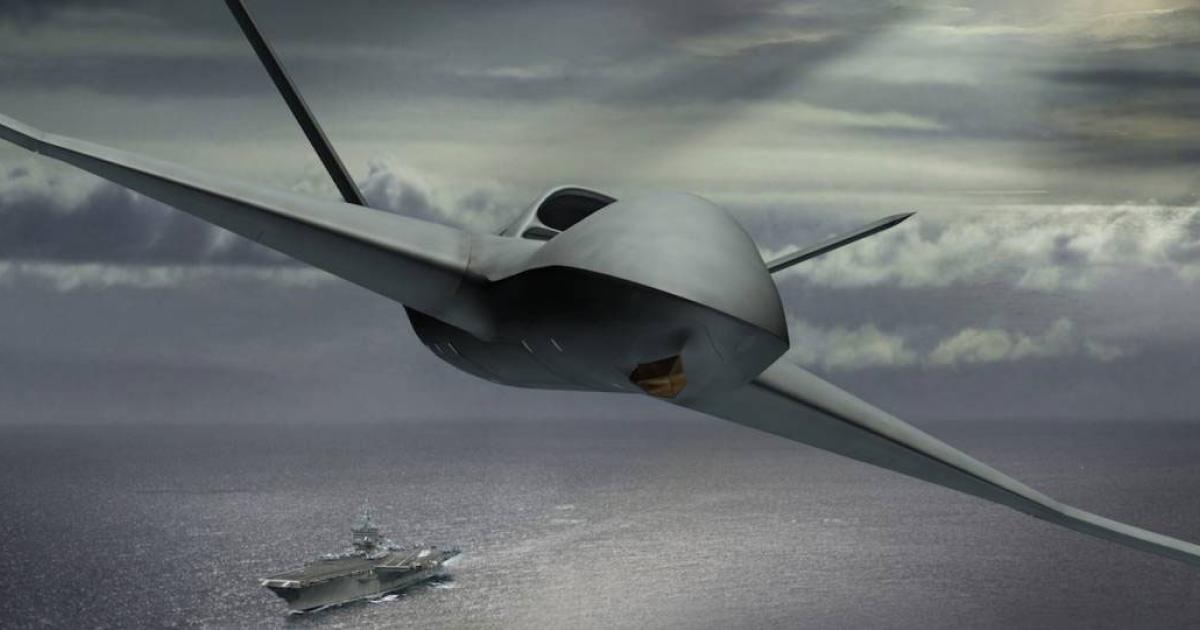 GA-ASI says that it has designed a new jet-powered UAV for the U.S. Navy’s MQ-25 tanker requirement, rather than bid the Sea Avenger shown here. (Photo: GA-ASI) 