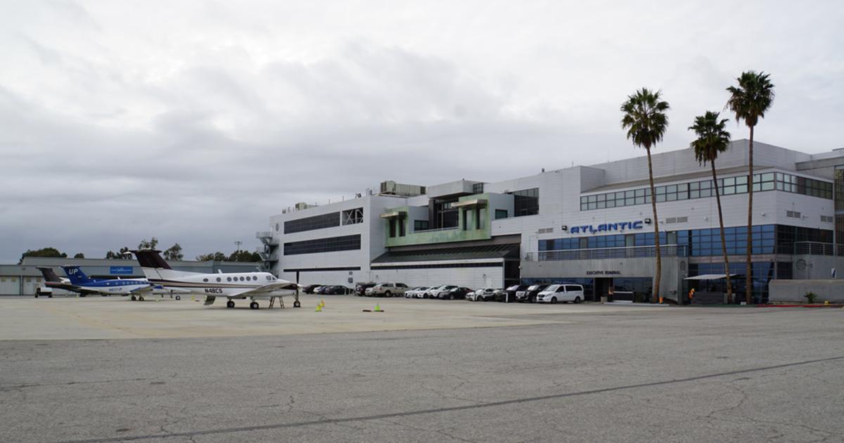 Since Santa Monica Airport (SMO) shortened its runway by 1,500 feet, to 3,500 feet, in December, business jet traffic there has plummeted by more than 80 percent, while while turboprop operations are up 40 percent. This statistic is reflected by the traffic on the ramp at Atlantic Aviation SMO. (Photo: Matt Thurber/AIN)