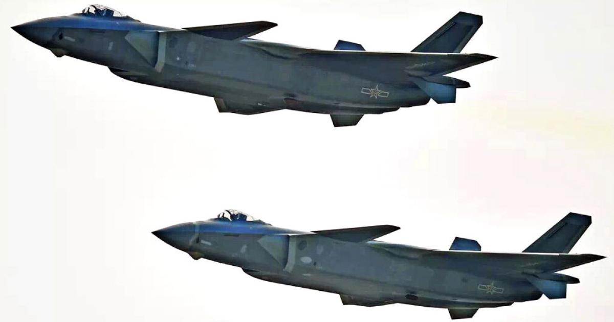 Two J-20s made the type's public debut at the Zhuhai air show in November 2016. (Photo: Chinese Internet)