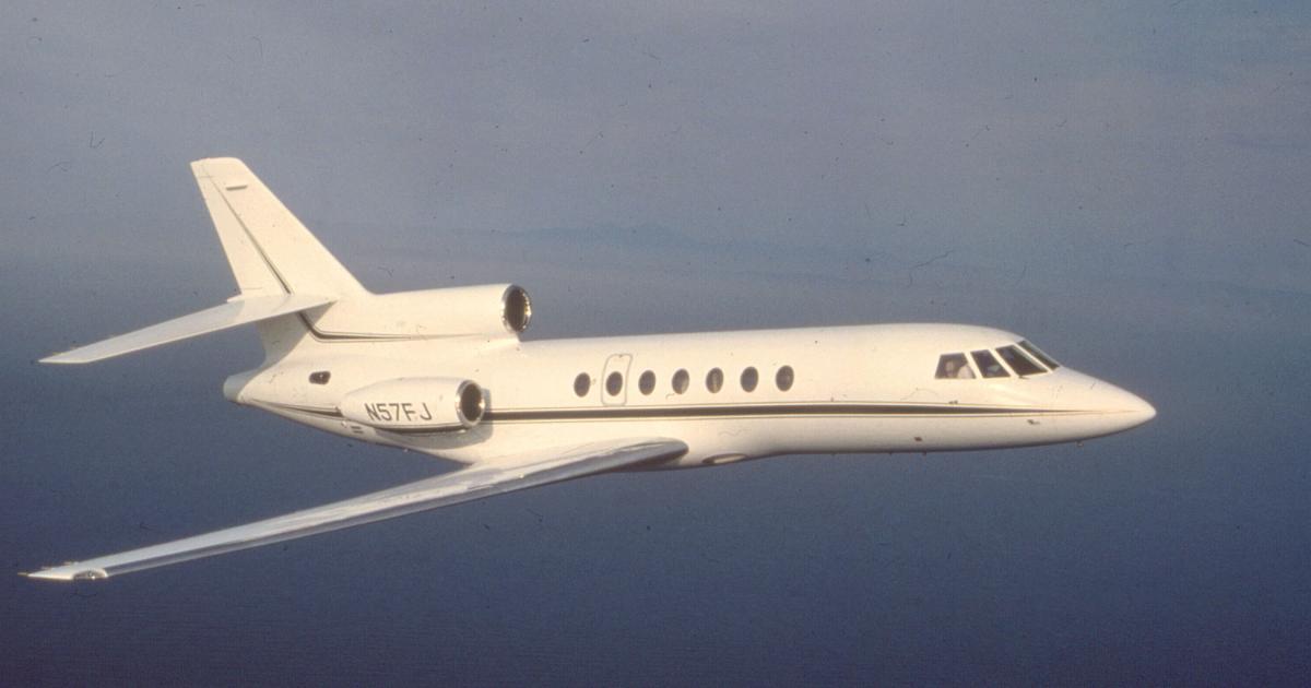 Older aircraft, such as the Falcon 50 (shown), CitationJet, and Learjet 31a may be forced into obsolescence one the U.S. ADS-B mandate takes effect on Jan. 1, 2020. 