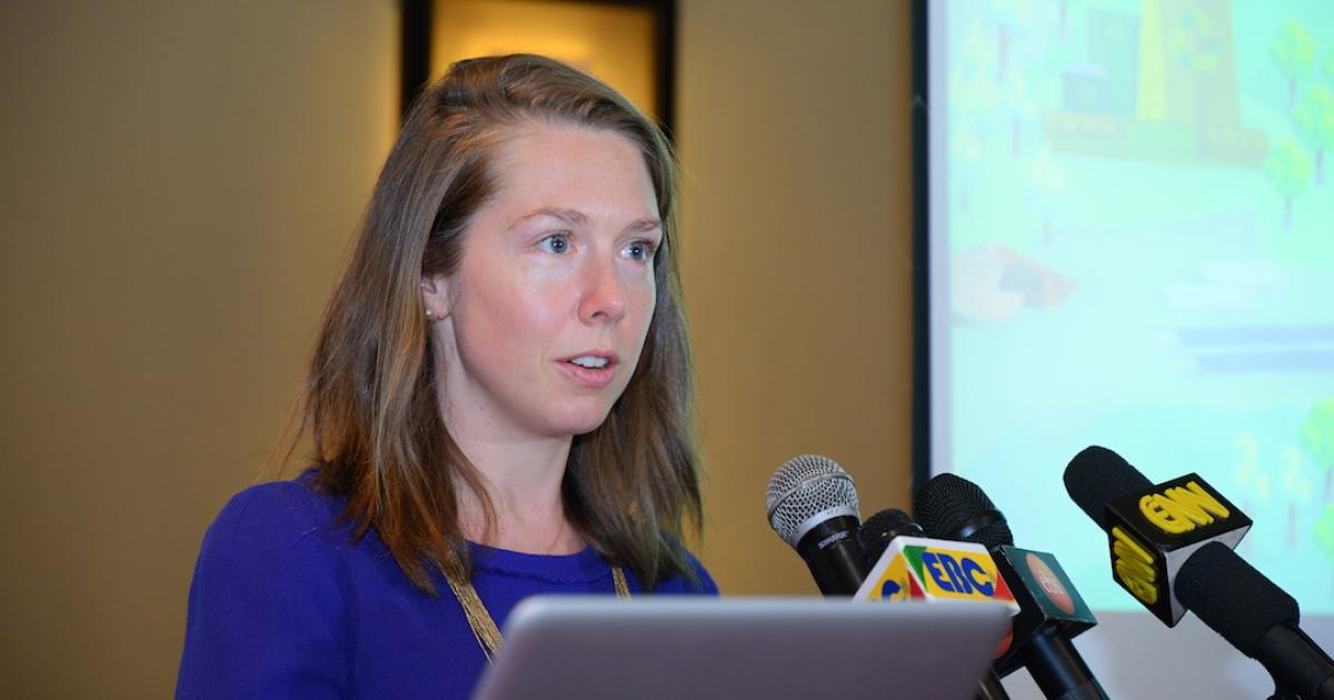 Boeing Commercial Airplanes regional director for environmental strategy Elizabeth Wood highlights the social benefits of locally grown biofuel feed stocks in Africa during the Africa Aviation Biofuel Summit in Addis Ababa. 