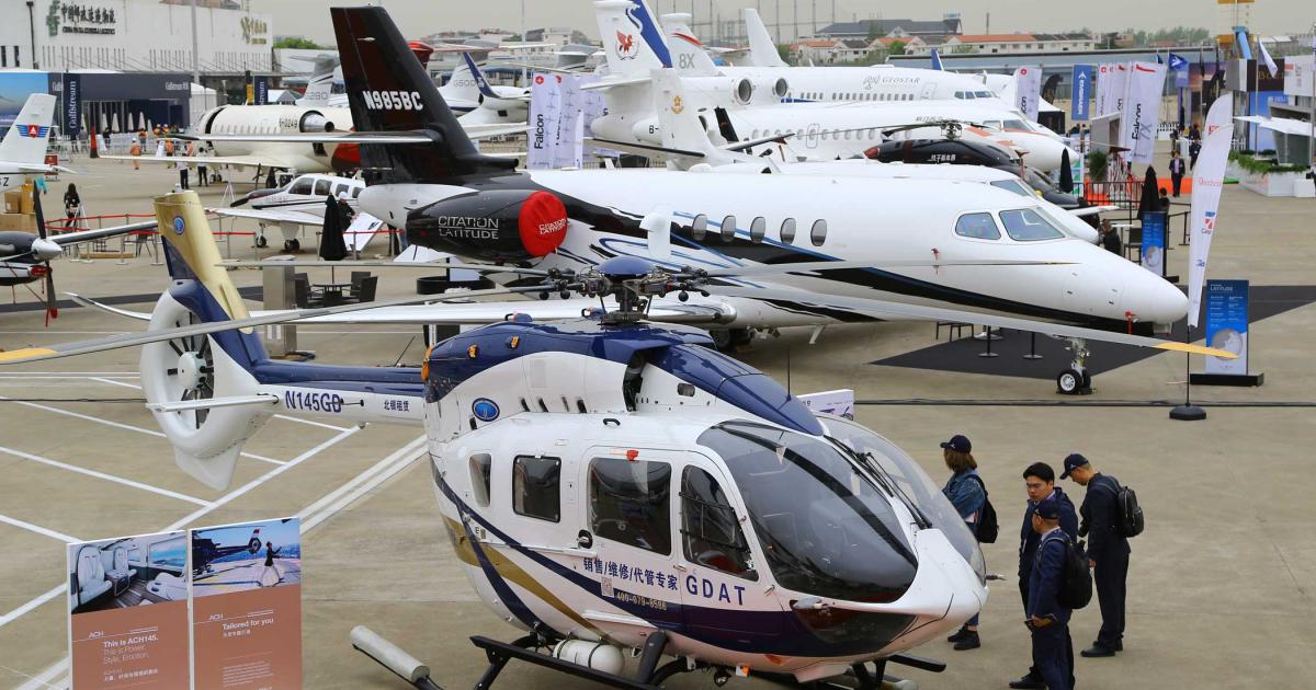 The 2018 ABACE show is nothing if not superbly varied, with a cornucopia of different types of aircraft on static display, from helicopters to the latest fly-by-wire business jets.

