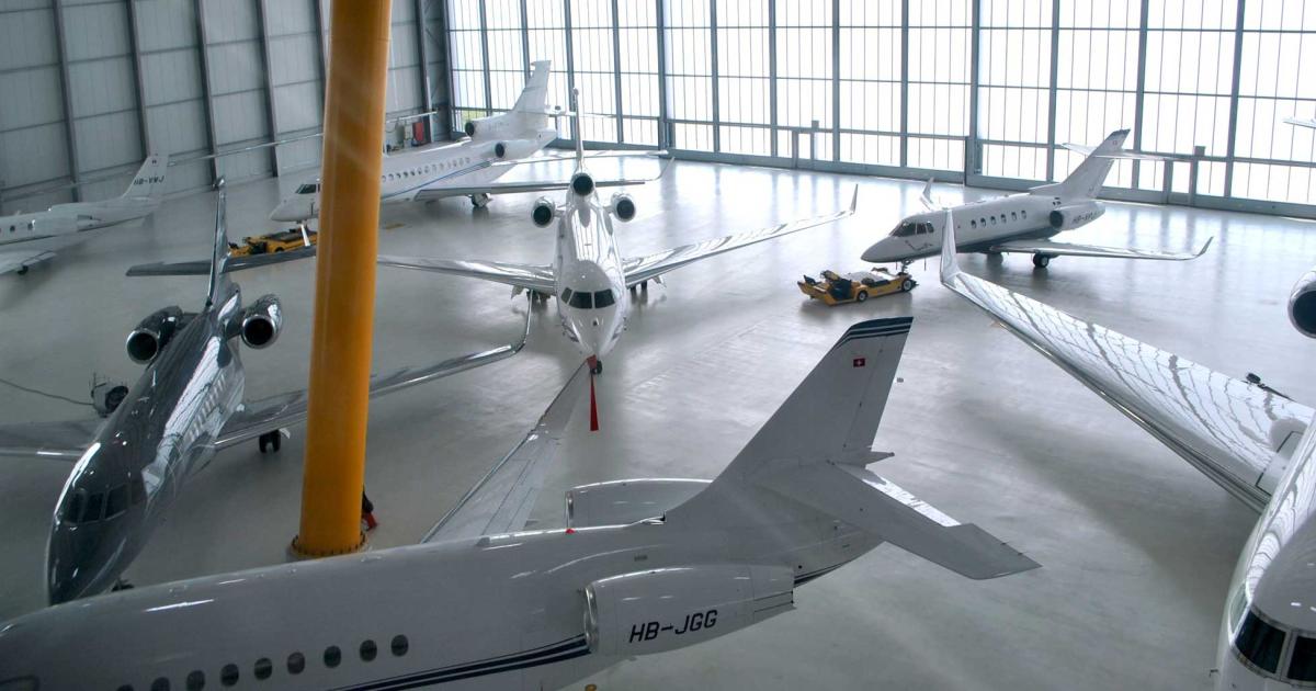 With its more than 100,000 sq ft hangar which can accommodate aircraft up to a Boeing 747,  Geneva Airpark has provided shelter to private jets at Geneva Airport since 2009. To accommodate more transient aircraft, the operator recently instituted a reorganization of its floorplan to make more space available for parking.