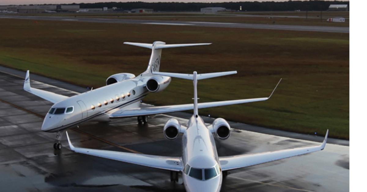 Gulfstream's super-midsize G280 and wide-cabin G650, shown here together, are both scheduled to enter service by midyear. 