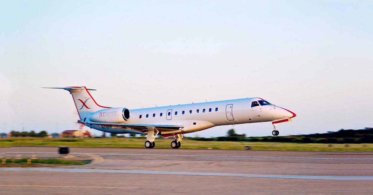 JetBlue is now codesharing with per-seat scheduled air charter operator JetSuiteX, which flies 30-seat ERJ-135s on the West Coast. (Photo: JetSuiteX)