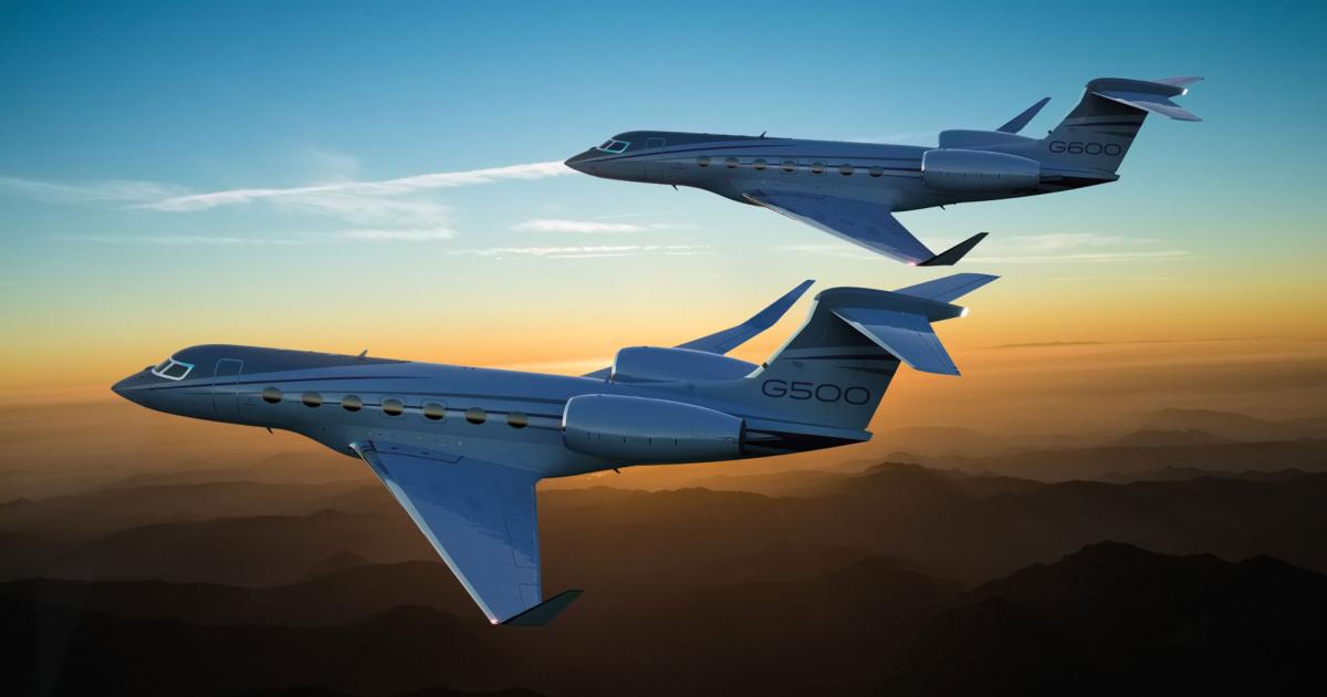 The in-development Gulfstream G500 and G600 are making their ABACE debut this week in Shanghai. FAA certification of the G500 is pending, with G600 approval to follow later this year. (Photo: Gulfstream Aerospace)