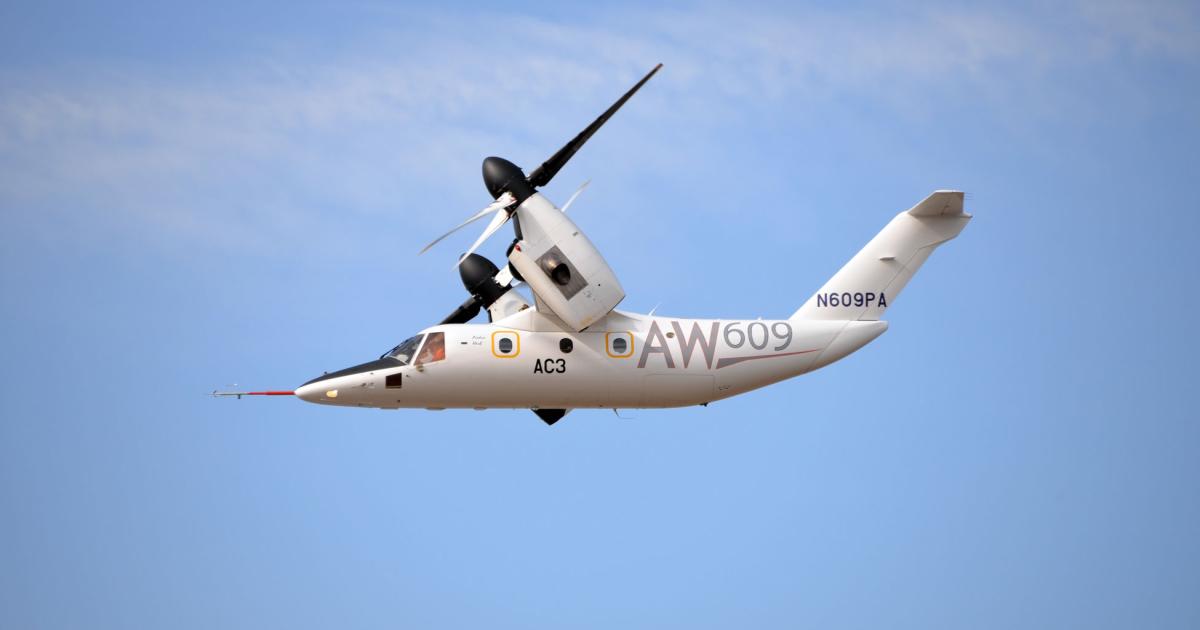 The civilian tiltrotor project now known as the AW609 has been through a long development and testing period, and the aircraft is progressing toward certification in the second half of this year, with deliveries planned for next year.