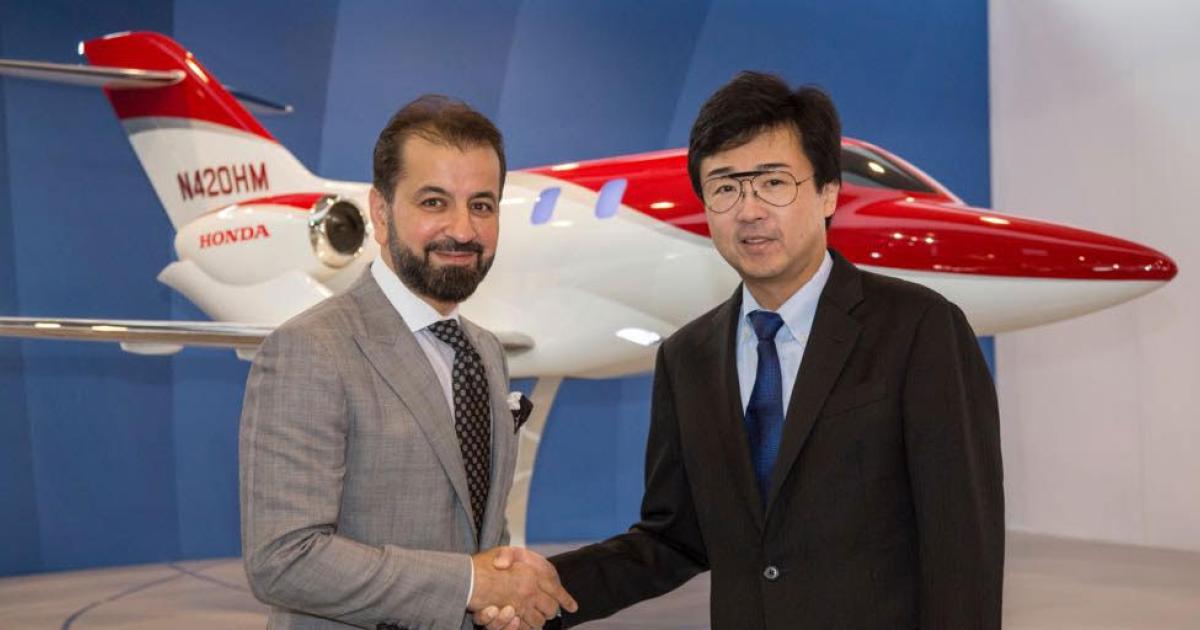 Jetex CEO Mardini and Honda Aircraft CEO Fujino at the signing ceremony. 
